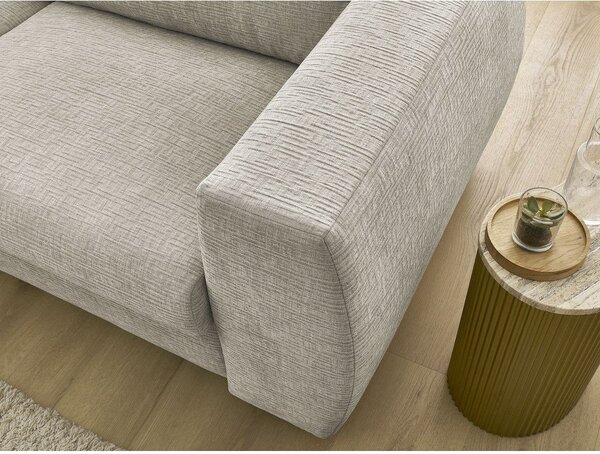 Beżowa rozkładana sofa do spania z tkaniny szenilowej 220 cm Hugo – Bobochic Paris