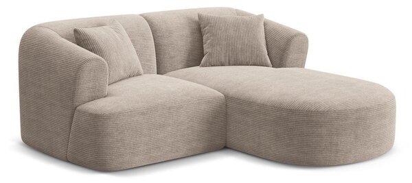 Jasnobrązowy sztruksowy narożnik (prawostronny/z szezlongiem) Campi – Cosmopolitan Design