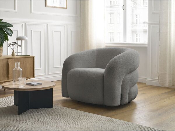Szary obrotowy fotel z materiału bouclé Elina – Bobochic Paris