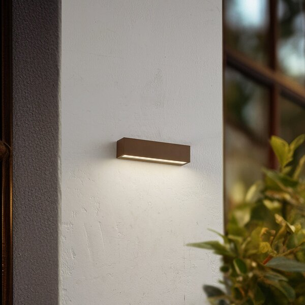 Zewnętrzna Lampa Lucande, Lengo, brąz rdzawy, balkon, aluminium, nowoczesny