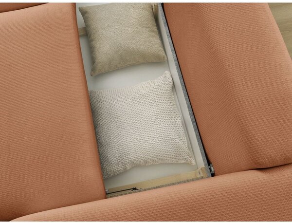 Pomarańczowa rozkładana sofa ze schowkiem 265 cm Ezechiel – Bobochic Paris