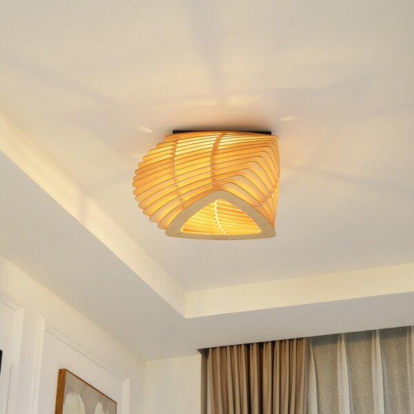 Lampa Sufitowa Lindby, Sanza, ściemnialny, drewniany, salon, drewno, skandynawski