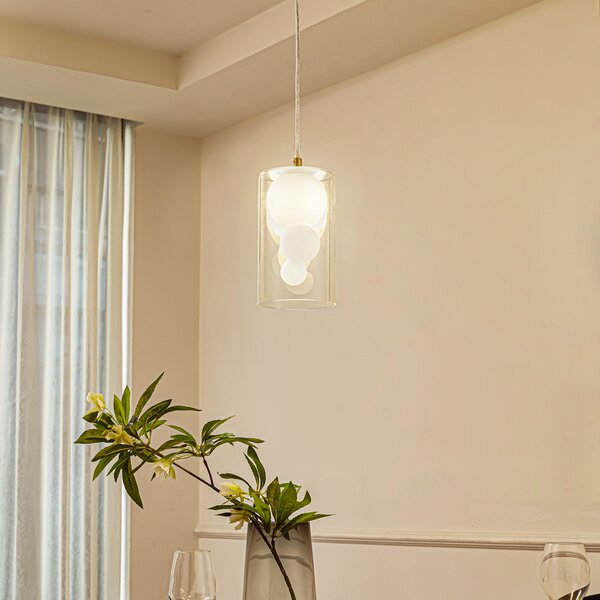 Lampa Wisząca Lindby, Kupla, ściemnialny, transparentny, salon, szkło, nowoczesny