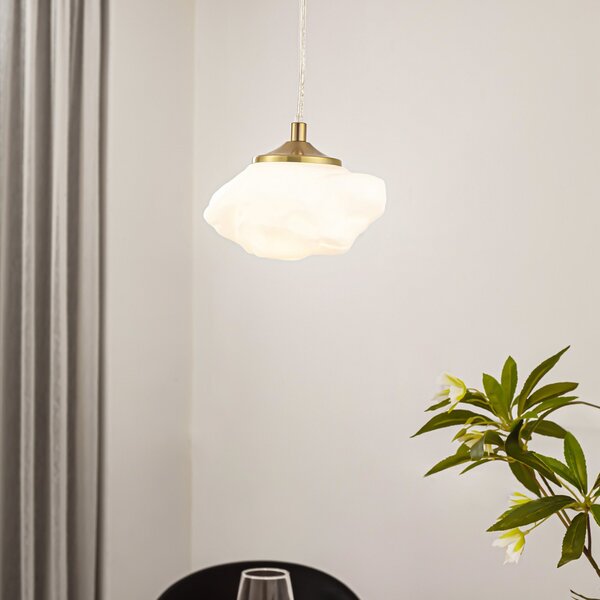 Lampa Wisząca Lindby, Piatra, ściemnialny, biały, salon, szkło, nowoczesny