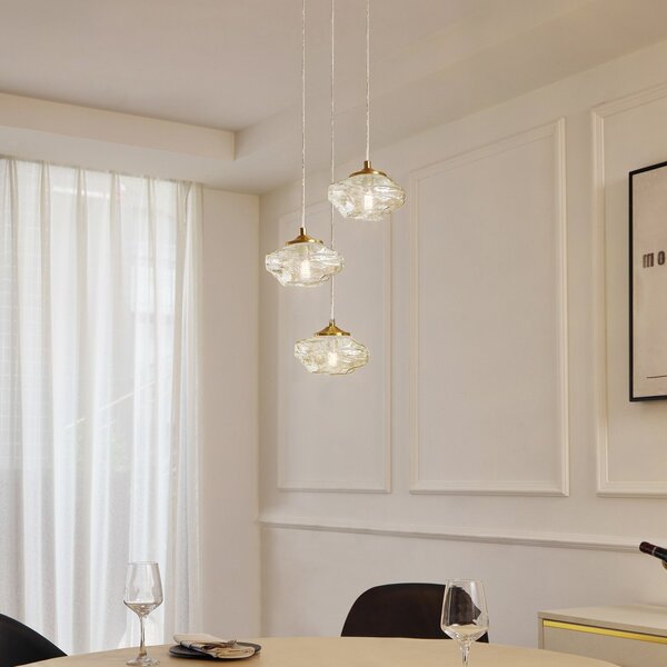 Lampa Wisząca Lindby, Piatra, ściemnialny, transparentny, salon, szkło, nowoczesny