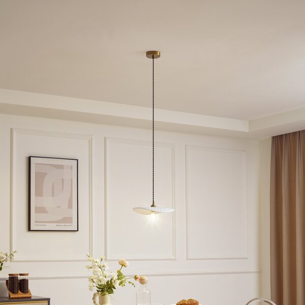 Lampa Wisząca Lindby, Annira, ściemnialny, biały, salon, ceramika, nowoczesny