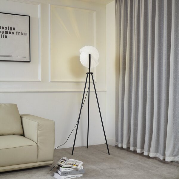 Lampa Podłogowa Lucande, Helva, ściemnialny, czarny, salon, tworzywo sztuczne, skandynawski