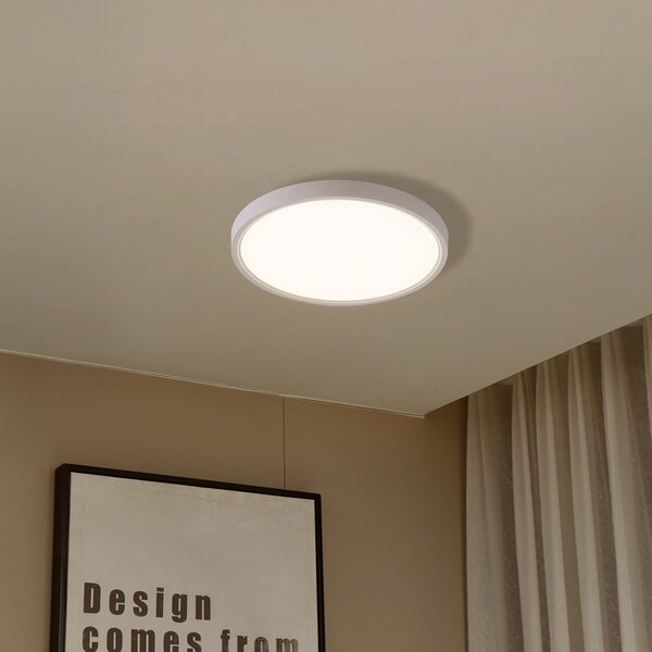 Lampa Sufitowa Lindby, Deika, ściemnialny, biały, salon, tworzywo sztuczne, nowoczesny