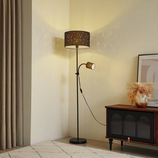 Lampa Podłogowa Lindby, Melanie, czarny, salon, metal, nowoczesny