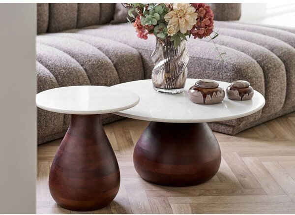 Okrągły stolik z marmurowym blatem ø 40 cm Heide – House Nordic