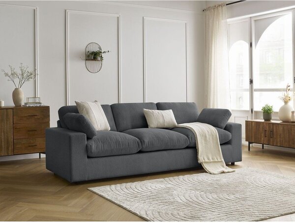 Ciemnoszara sztruksowa sofa 250 cm Belair – Bobochic Paris