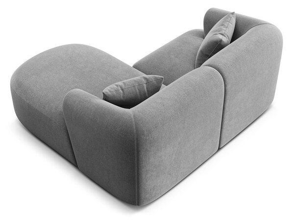 Jasnoszary aksamitny narożnik (prawostronny/z szezlongiem) Campi – Cosmopolitan Design
