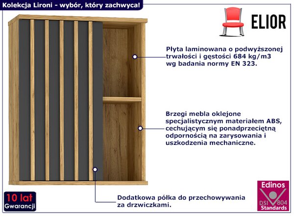 Wisząca Szafka W Stylu Loft Z Czarnymi Lamelami S7-K10