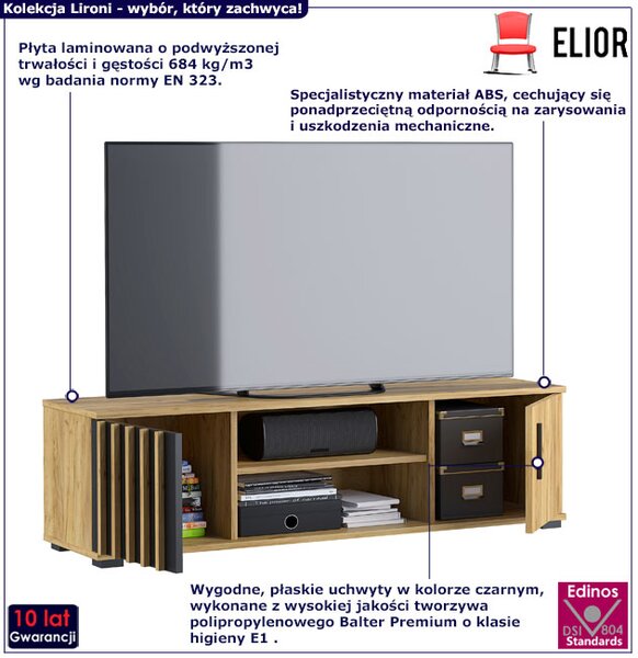 Stojąca szafka RTV z drzwiczkami i lamelami w stylu loft G0-H23
