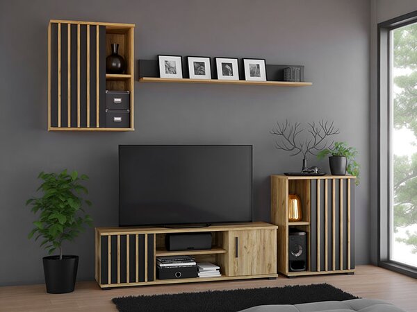 Klasyczna Półka Czarny Wisząca Dąb Craft + K3-D05