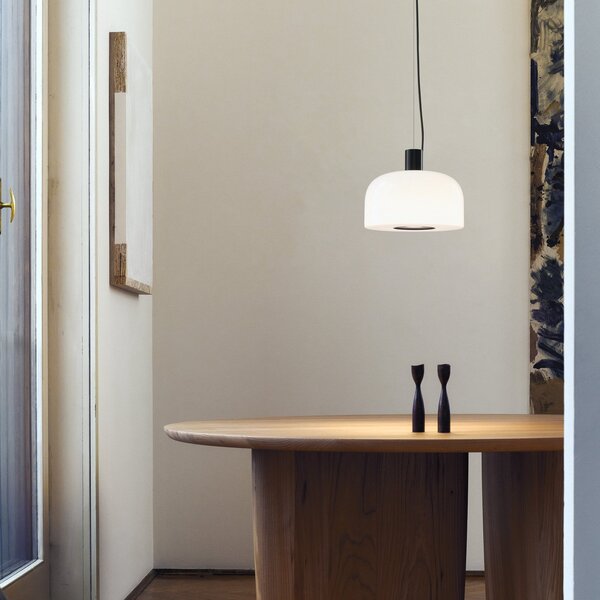 Lampa Wisząca FLOS, Bellhop Glass S1, ściemnialny, biały, salon, szkło, design
