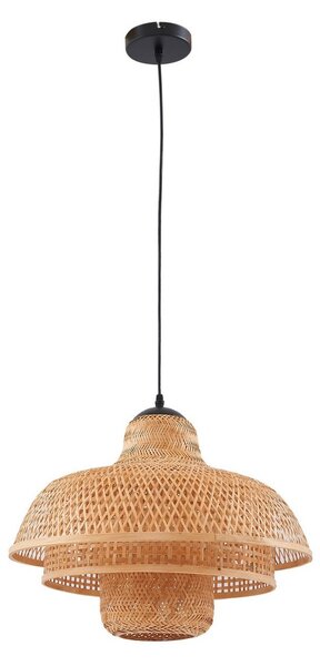 Lampa Wisząca Lucande, Rasmina, ściemnialny, beżowy, salon, bambus, boho