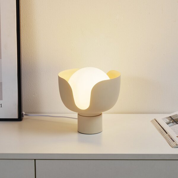 Lampa Stołowa Lindby, Fiora, beżowy, salon, metal, nowoczesny