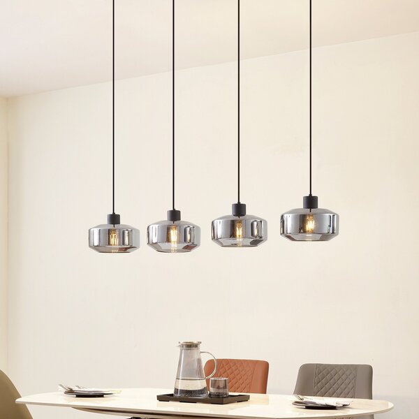 Lampa Wisząca Lindby, Hildur, ściemnialny, szary, kuchnia, szkło