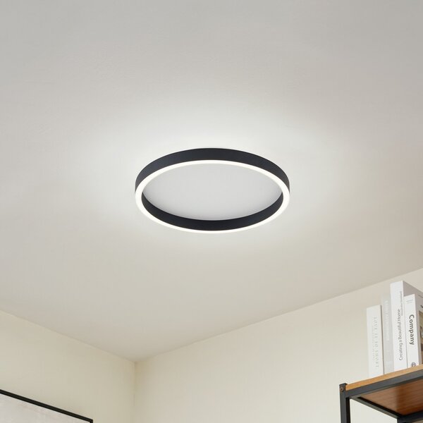 Lampa Sufitowa Lucande, Rotundo, ściemnialny, czarny, jadalnia, tworzywo sztuczne, nowoczesny