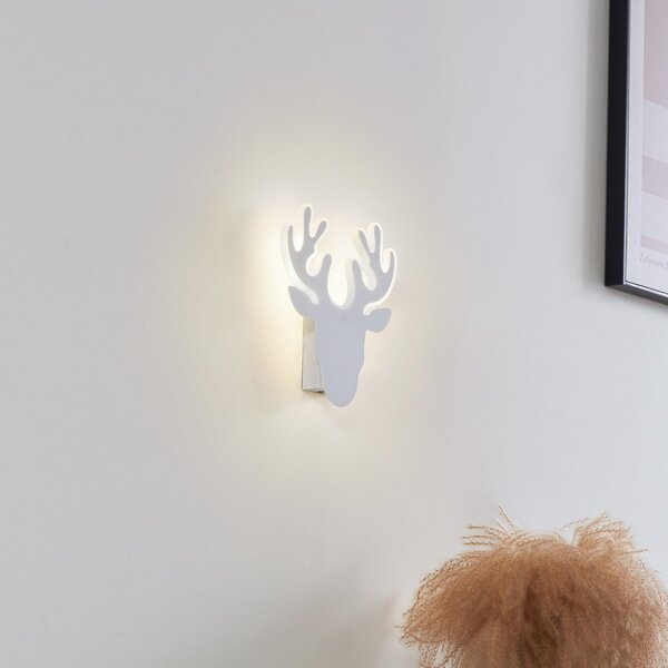 Lampa Ścienna Lindby, Hirvi, biały, jadalnia, metal, nowoczesny