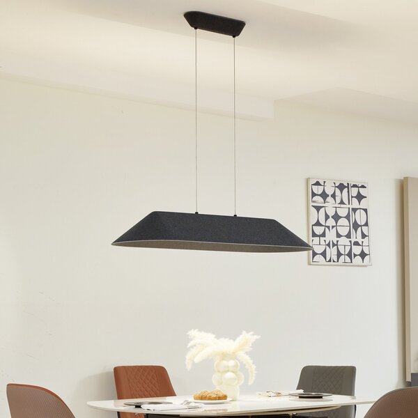 Lampa Wisząca Lucande, Naelle, ściemnialny, czarny, jadalnia, tkanina | tekstylia, nowoczesny