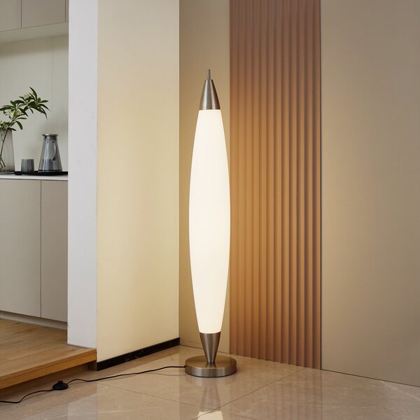 Lampa Podłogowa Lucande, Tarell, ściemnialny, biały, salon, tworzywo sztuczne, nowoczesny