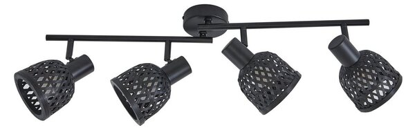 Lampa Sufitowa Lindby, Eskil, ściemnialny, czarny, jadalnia, bambus, nowoczesny