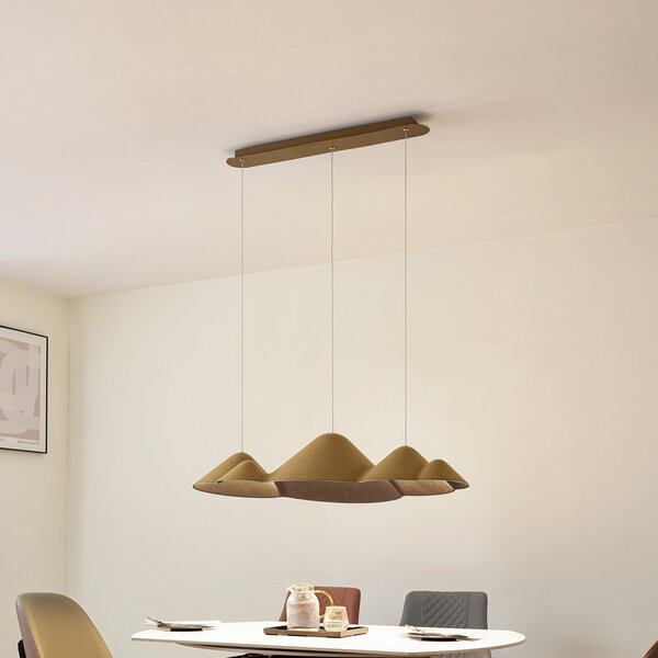 Lampa Wisząca Lucande, Beutlin, ściemnialny, zielony, jadalnia, tkanina | tekstylia, nowoczesny