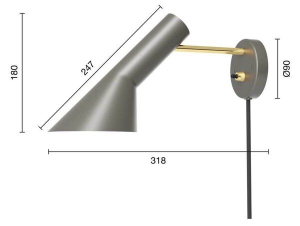 Lampa Ścienna Louis Poulsen, szary, salon, metal