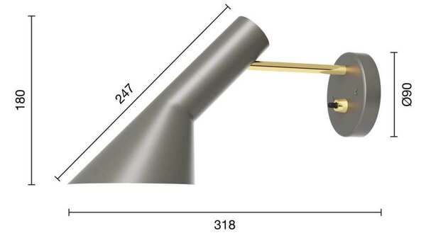 Lampa Ścienna Louis Poulsen, złoty | mosiężny, salon, metal