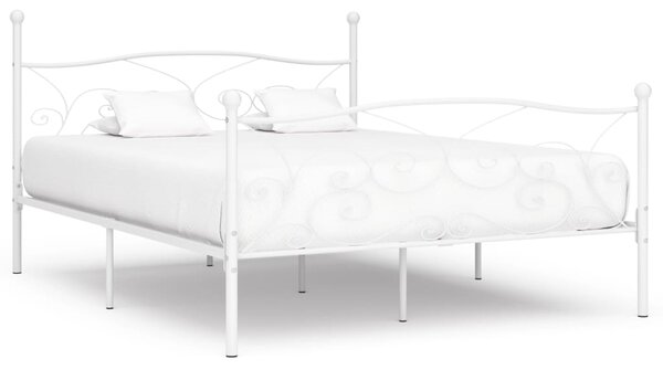 Rama łóżka ze stelażem z listw, biała, metalowa, 180 x 200 cm