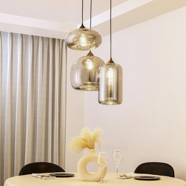 Lampa Wisząca Lindby, Marla, ściemnialny, czarny, salon, szkło, nowoczesny