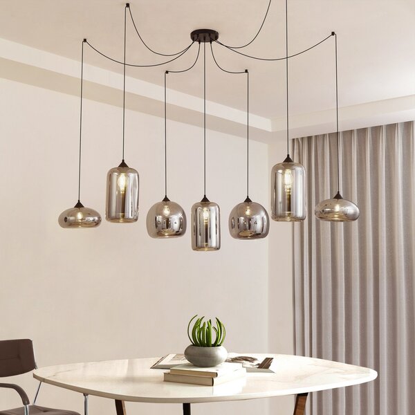 Lampa Wisząca Lindby, Marla, ściemnialny, czarny, salon, szkło, nowoczesny