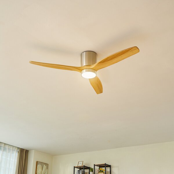 Faipari LED Wentylator sufitowy Nikkel/Drewno - Lucande Lucande, Faipari, drewniany, salon, drewno, nowoczesny