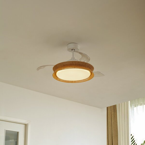 Lampa Sufitowa Lucande, Lineta, ściemnialny, beżowy, salon, drewno, dworkowy | rustykalny