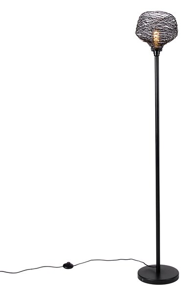 Designerska lampa podłogowa czarna 26 cm - Sarella Oswietlenie wewnetrzne