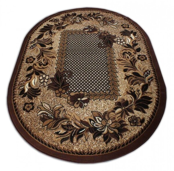 EMWOmeble Klasyczny dywan do salonu owalny BCF Alfa 01 brązowy
