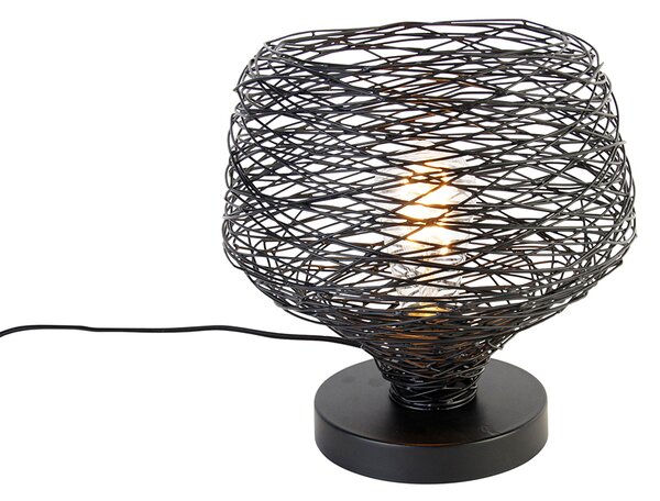 Designerska lampa stołowa czarna 26 cm - Sarella Oswietlenie wewnetrzne