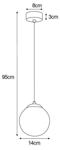 Bursztynowa lampa wisząca szklana kula - A216 C5-K07