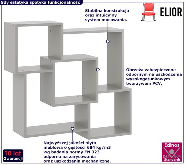 Szara minimalistyczna półka ścienna - Paso