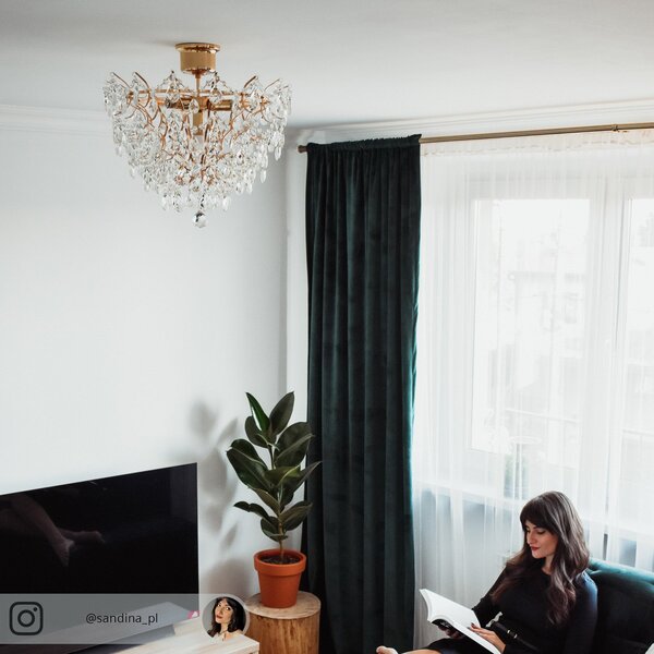 Lampa Sufitowa Markslöjd, Rosendal, ściemnialny, transparentny, salon, kryształ