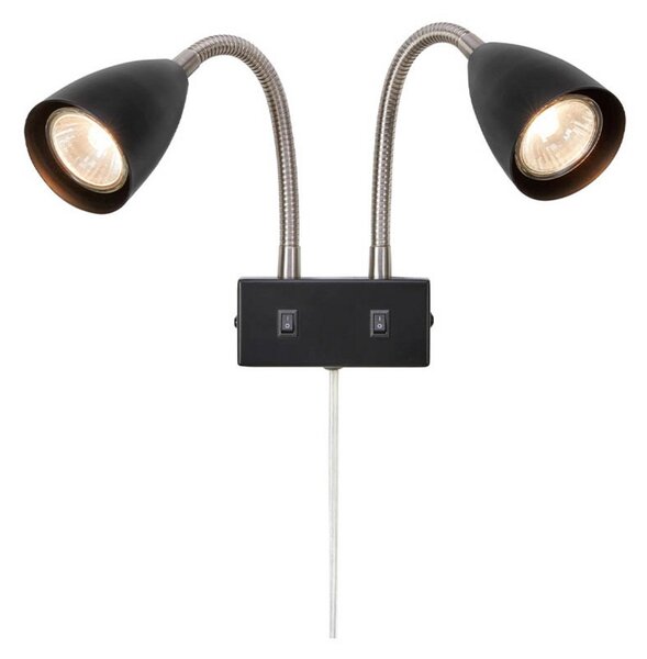 Lampa Ścienna Markslöjd, czarny, sypialnia, metal