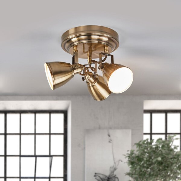 Lampa Sufitowa Markslöjd, FJÄLLBACKA, ściemnialny, antyczny mosiądz, salon, metal, antyczny