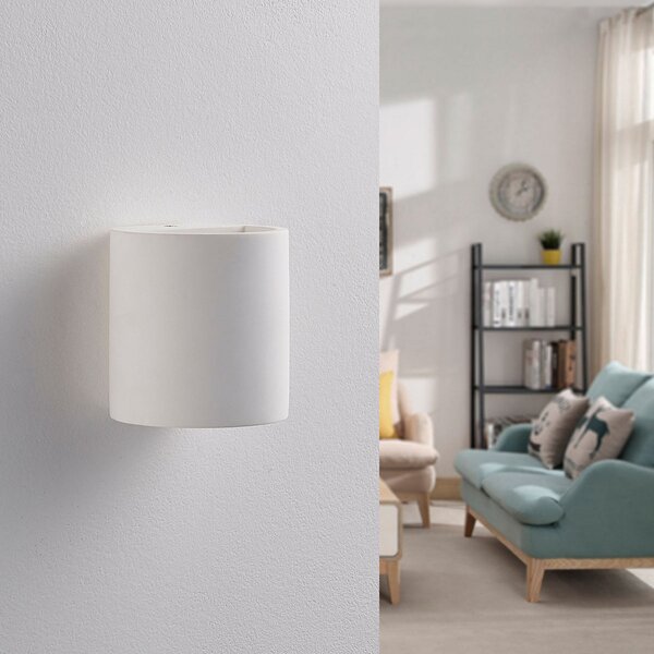 Lampa Ścienna Lindby, Krista, ściemnialny, biały, salon, gips | glina, nowoczesny