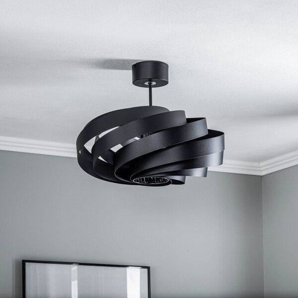 Lampa Sufitowa Domiluce, Vento, ściemnialny, czarny, salon, metal, nowoczesny