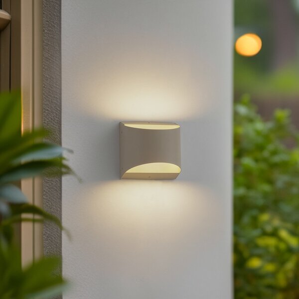 Zewnętrzna Lampa Lindby, Lenore, beżowy, balkon, aluminium, nowoczesny