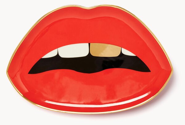 Pozłacana taca dekoracyjna z porcelany Lips