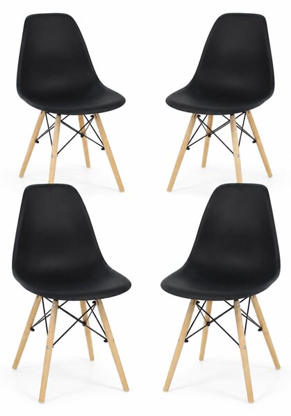 INSPIRO Krzesła SL czarne, drewniane nogi – zestaw 4 szt