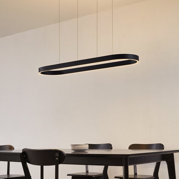 Lampa Wisząca Lucande, Melinay, ściemnialny, czarny, jadalnia, aluminium, nowoczesny